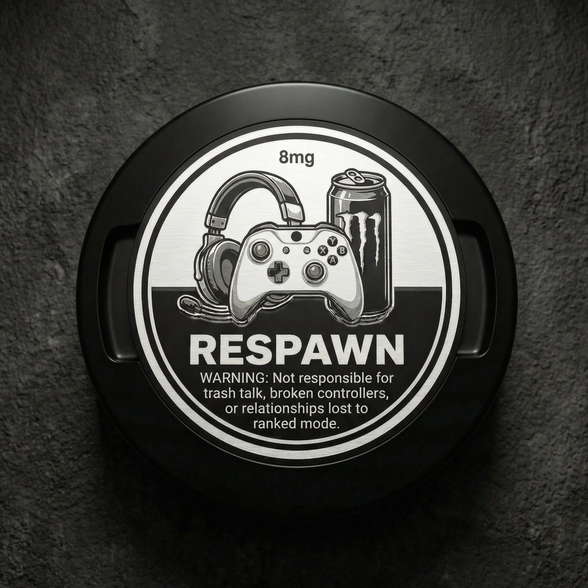 "Respawn" Laser Engraved Metal Nicotine Pouch Container | Aluminum Storage Can