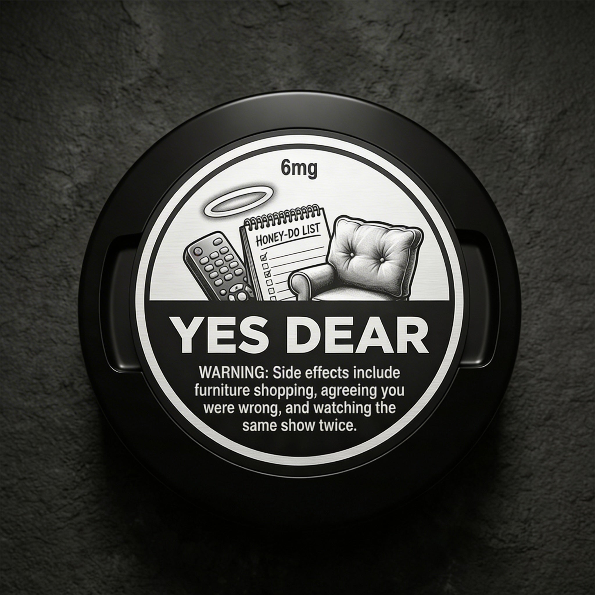 "Yes Dear" Laser Engraved Metal Nicotine Pouch Container | Aluminum Storage Can
