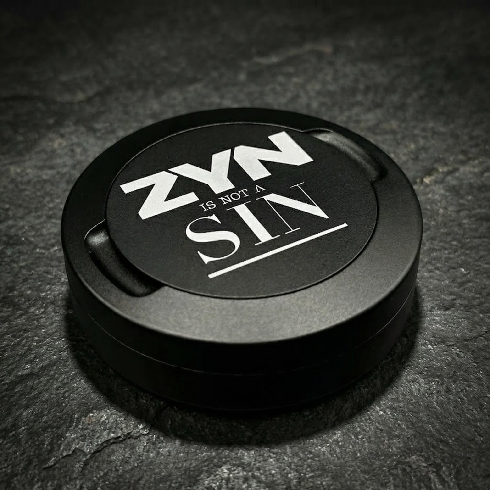 "Zyn Is Not a Sin" Laser Engraved Metal Nicotine Pouch Container | Aluminum Storage Can