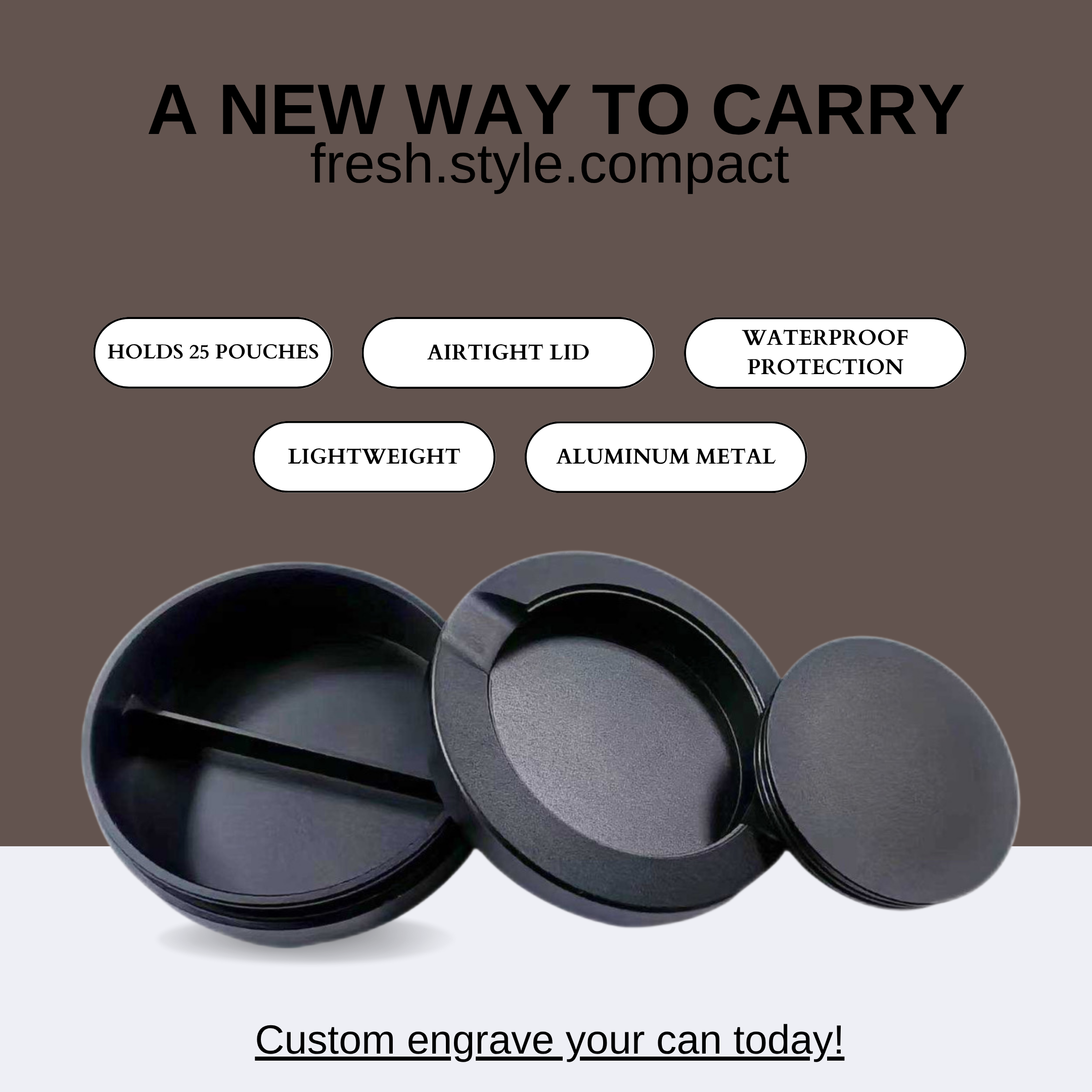 custom laser engraved metal nicotine pouch container